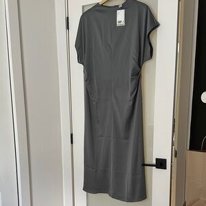 H&M Gray satin Midi Dress